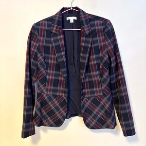Cato Business Professional Suit Coat Blazer Jacket Blue Red Plaid Womens Size 2